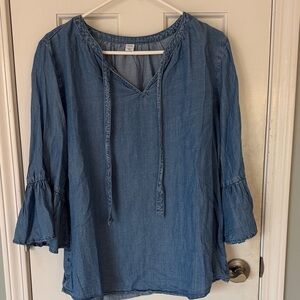 Old Navy Chambray Blouse with Flared Sleeves